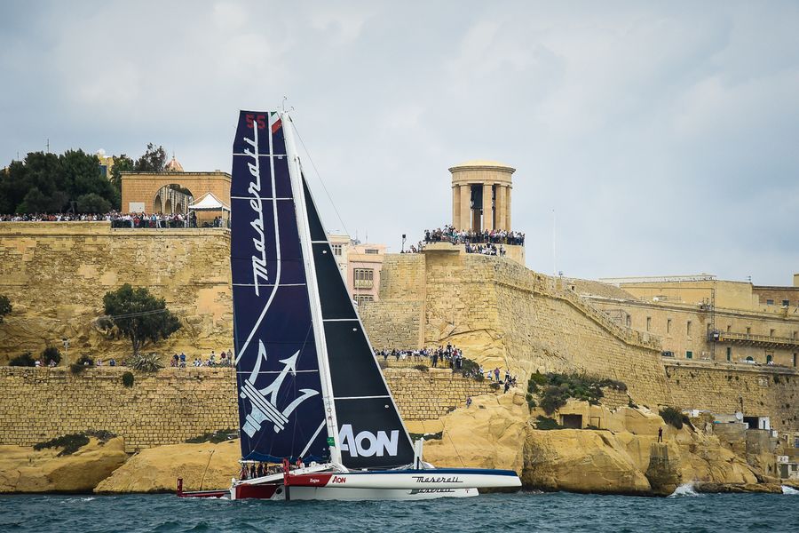Giovanni Soldini and Maserati Multi 70's team start 39th Rolex Middle Sea Race
